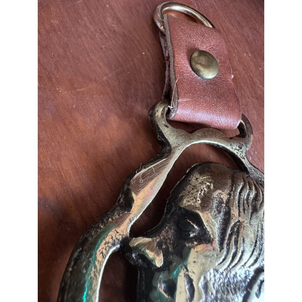 English Charles Dickens Winkle Harness Brass Horse Medallion Leather Strap - Picture 4 of 7